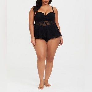 Torrid Black Lace Underwire Tankini Top 2X